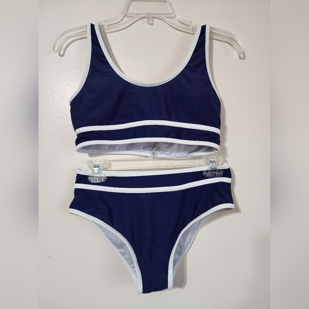 Cider Navy and White Two-Piece Swim Set